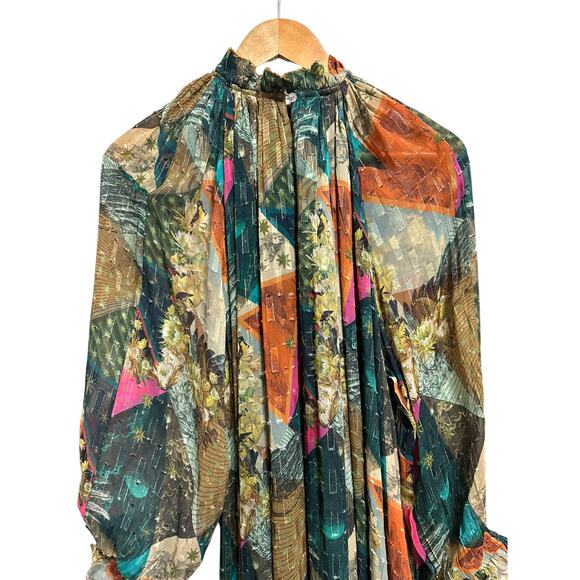 CHUFY Killa Gathered Printed Fil Coupé Georgette Midi Dress size Small $650 - Picture 3 of 8
